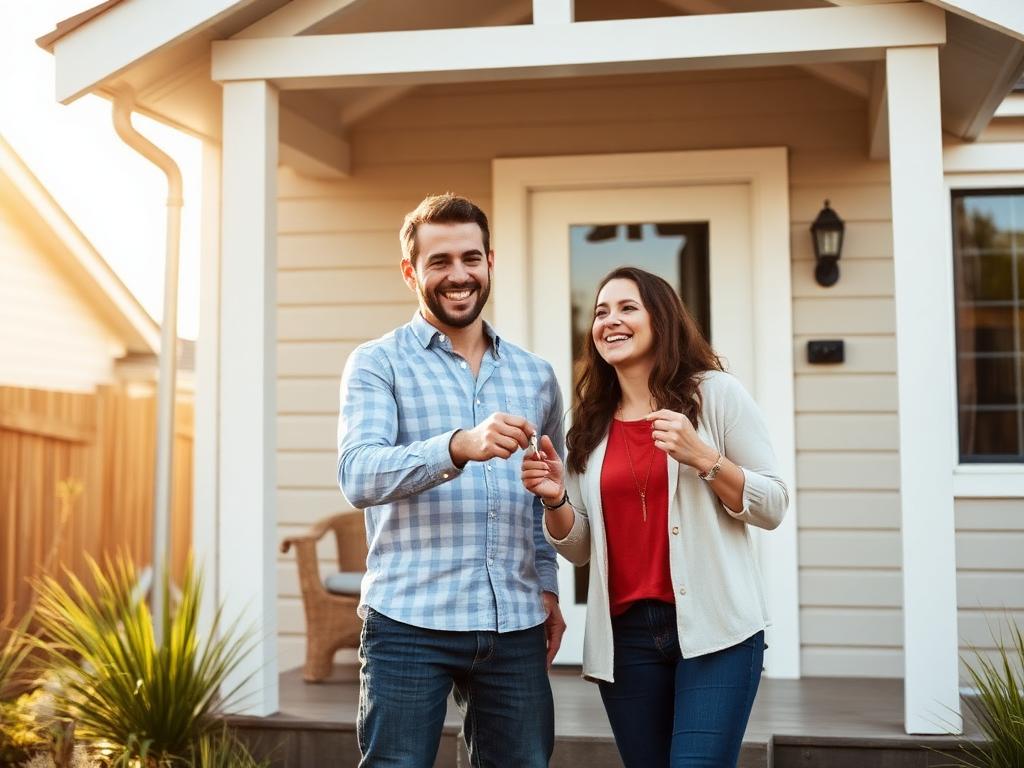 A couple receiving the keys to their new home