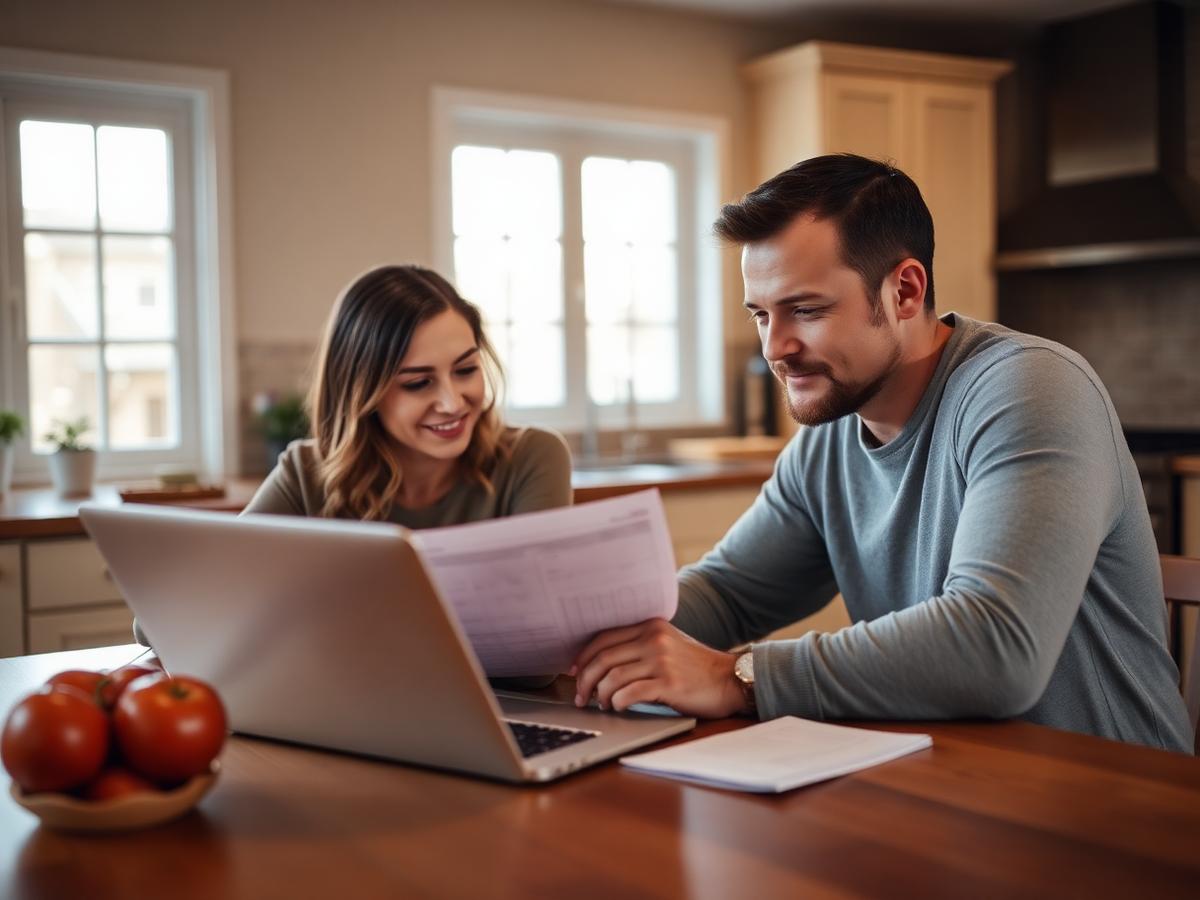 Reviewing investment lending options on a laptop